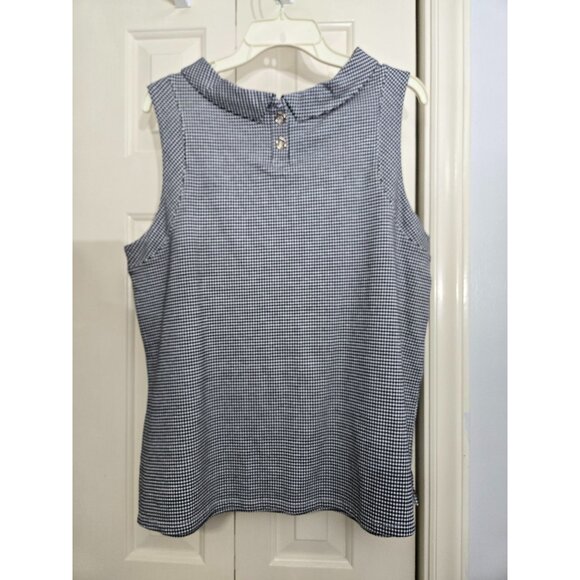 Rafaella Womens Sleeveless Gingham Top With Button Back Collar Detail Size L - Picture 2 of 3